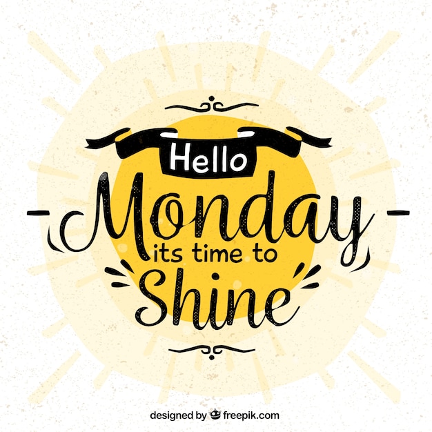 Nice vintage lettering of monday with sun
