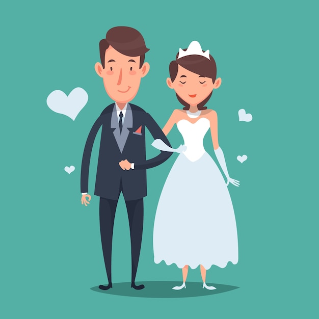 Nice wedding couple in cartoon style Vector | Free Download