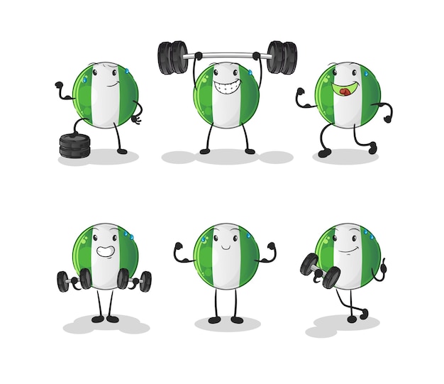 Premium Vector | Nigerian flag exercise set character. cartoon mascot ...