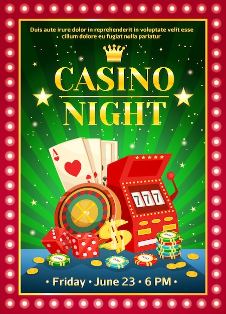 Free Vector | Night casino bright poster