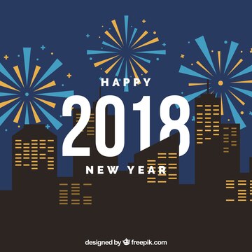Free Vector | Night city background with new year fireworks
