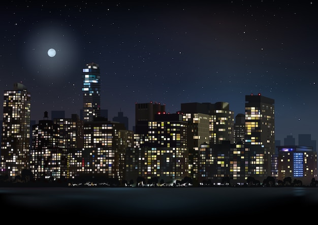Download Premium Vector | Night city skyline