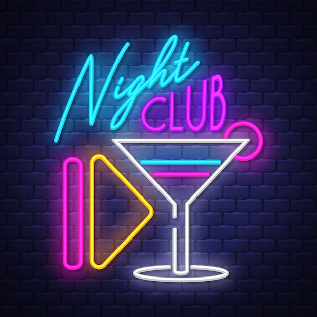 Premium Vector | Night club neon sign