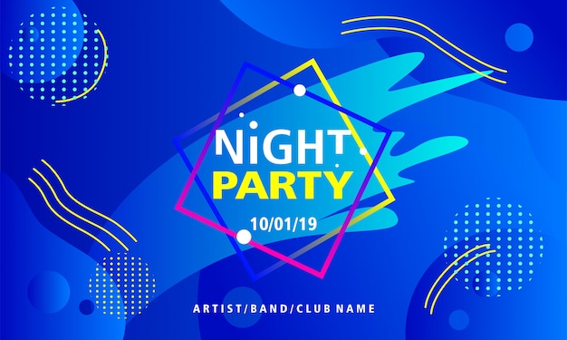 Premium Vector Night Party Poster Design Template On Blue Background