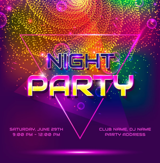 Premium Vector | Night party poster template.