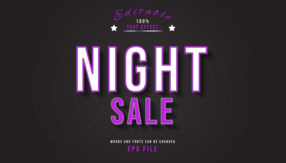 Premium Vector | Night sale text effect editable