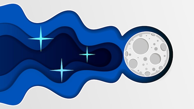 Premium Vector Night Sky Art Design Moon Star Paper Cartoon Sleep Illustration Background Graphic Cloud Nature