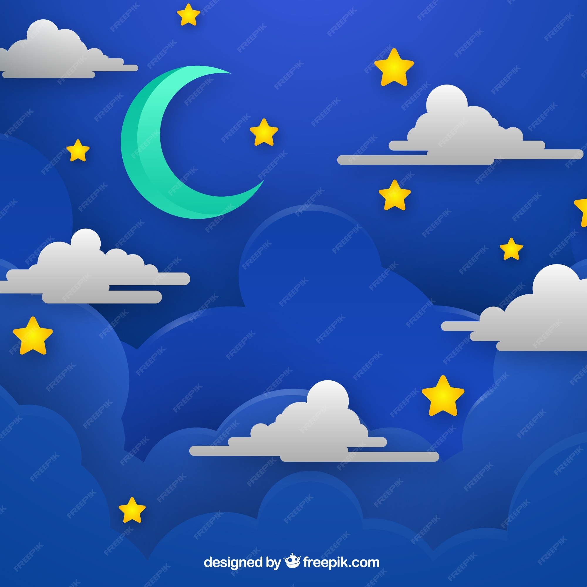 Free Vector | Night sky background with clouds in paper texture