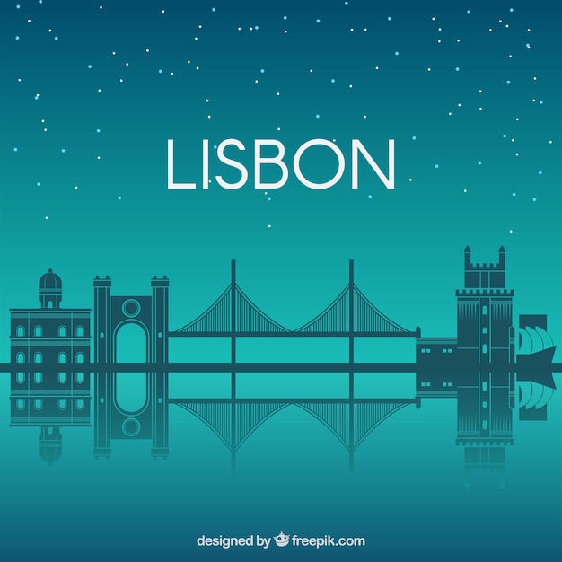 Download Night skyline of lisbon Vector | Free Download