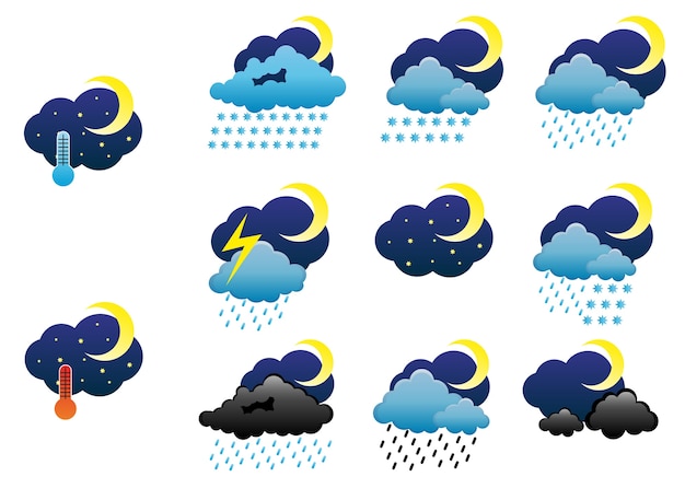 Premium Vector | Night weather icons