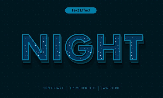 Premium Vector | Night with star text effect files