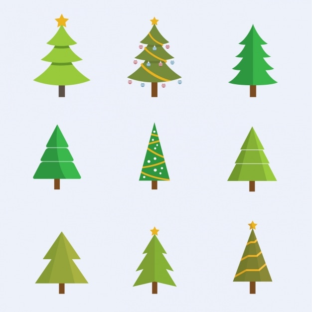 Download Nine christmas trees Vector | Free Download