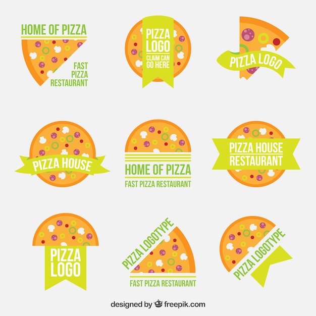 Download Free Nine Logos For Pizza On A White Background Free Vector Use our free logo maker to create a logo and build your brand. Put your logo on business cards, promotional products, or your website for brand visibility.