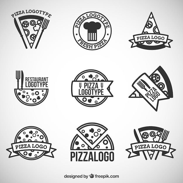 Nine logos for pizza Vector | Free Download