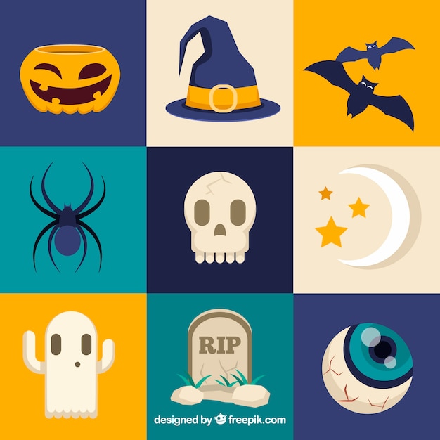 Nine square halloween themed stickers