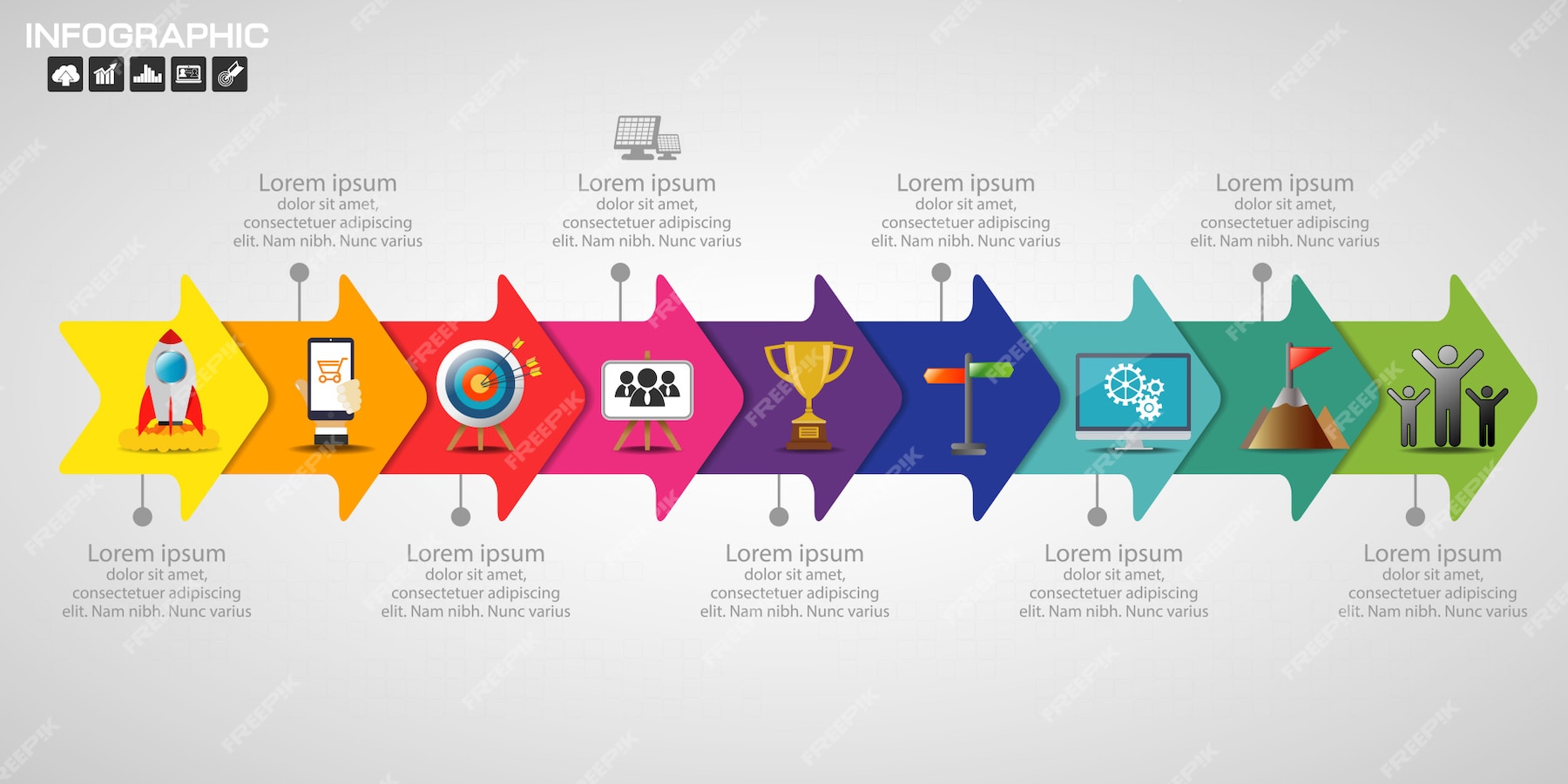 Premium Vector | Nine steps diagram template