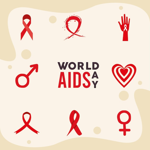 Premium Vector Nine world aids day icons