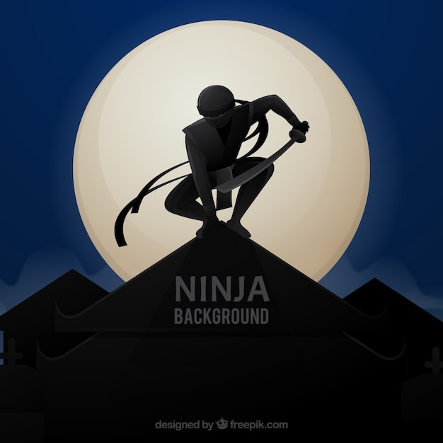 夜の戦士と忍者の背景 プレミアムベクター