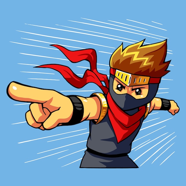 Download Ninja boy attack command. | Premium Vector