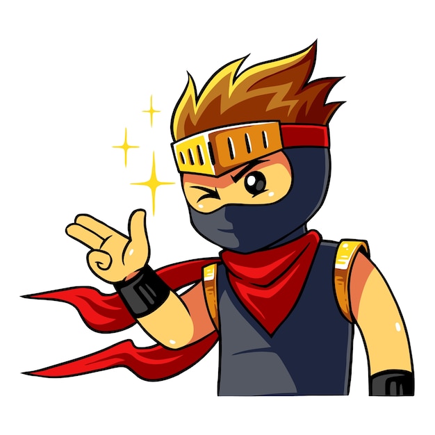 Download Ninja boy greetings pose. | Premium Vector