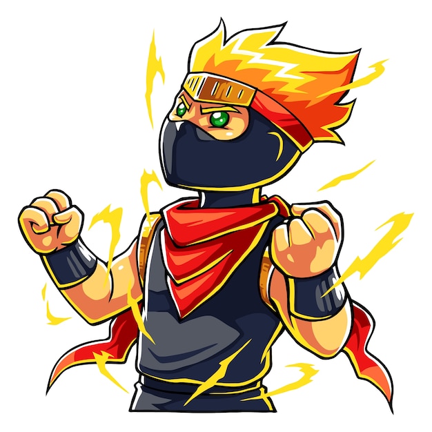 Download Premium Vector | Ninja boy super power up.