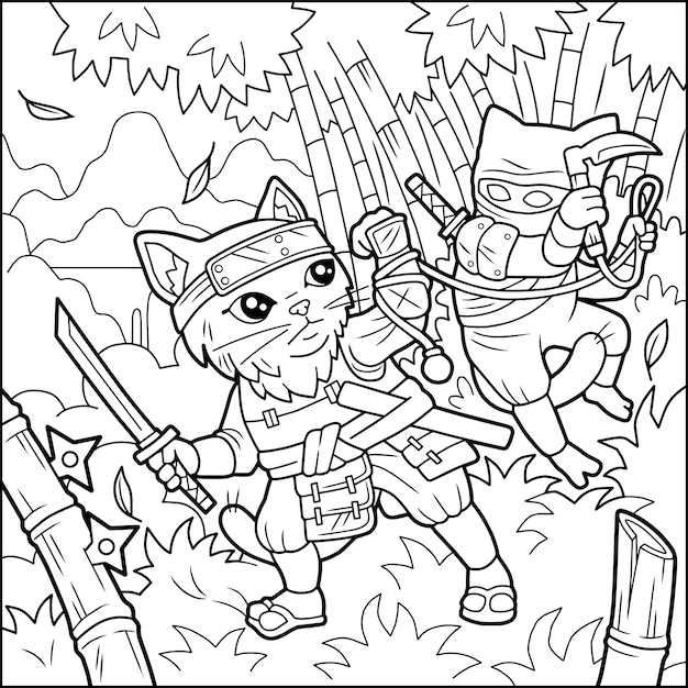 Premium Vector | Ninja Cats