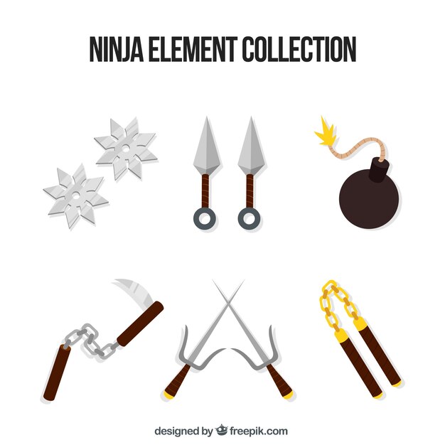 Free Vector | Ninja element collection with flat design