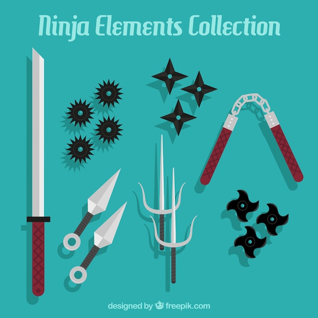Ninja element collection with flat
design