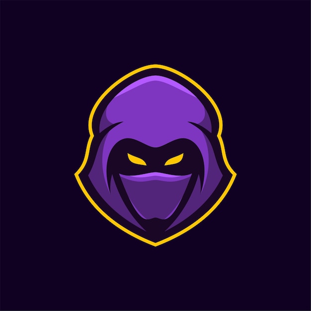 Premium Vector | Ninja head cartoon logo template illustration esport ...