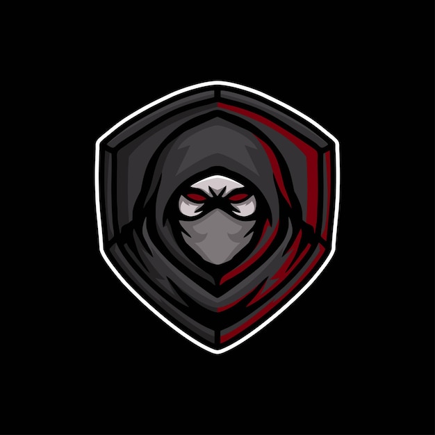 Premium Vector | Ninja head with shield mascot logo design