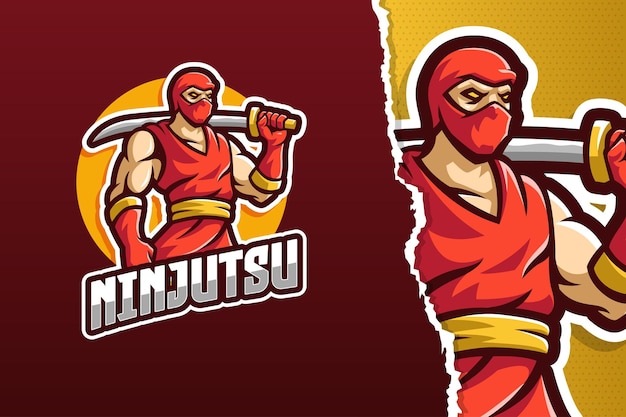 Premium Vector | Ninja mascot logo template