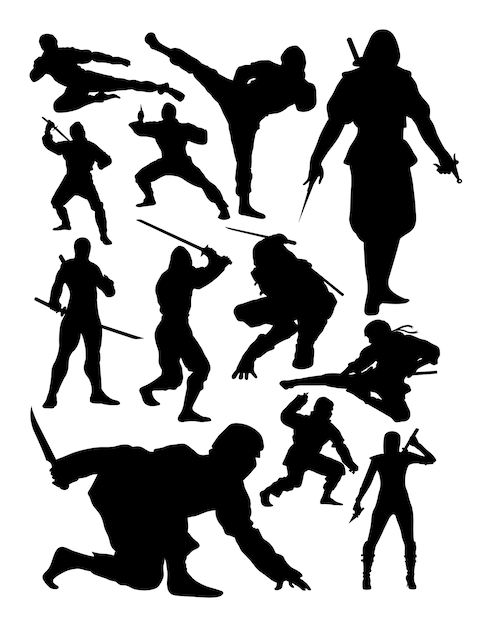 Download Ninja silhouette Vector | Premium Download