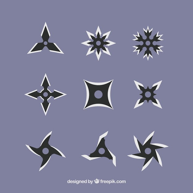 Ninja star collection with flat design