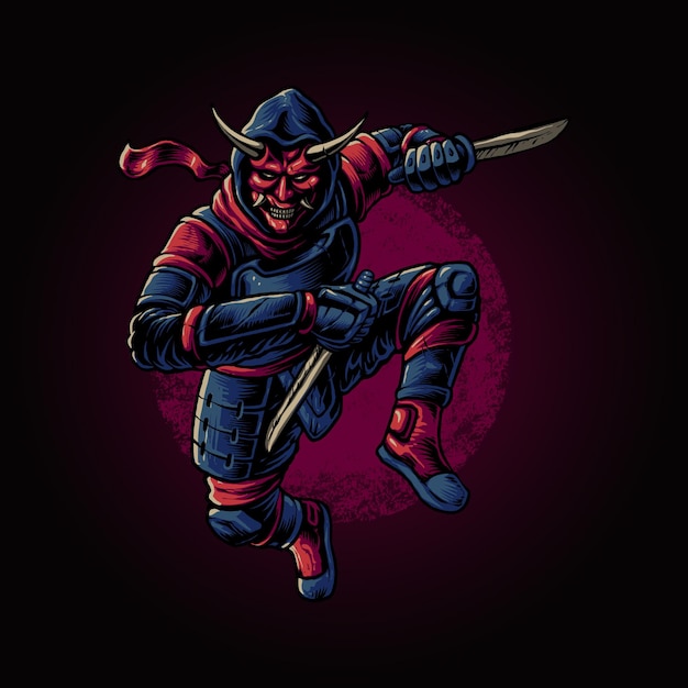 Premium Vector | The ninja with mask illustration