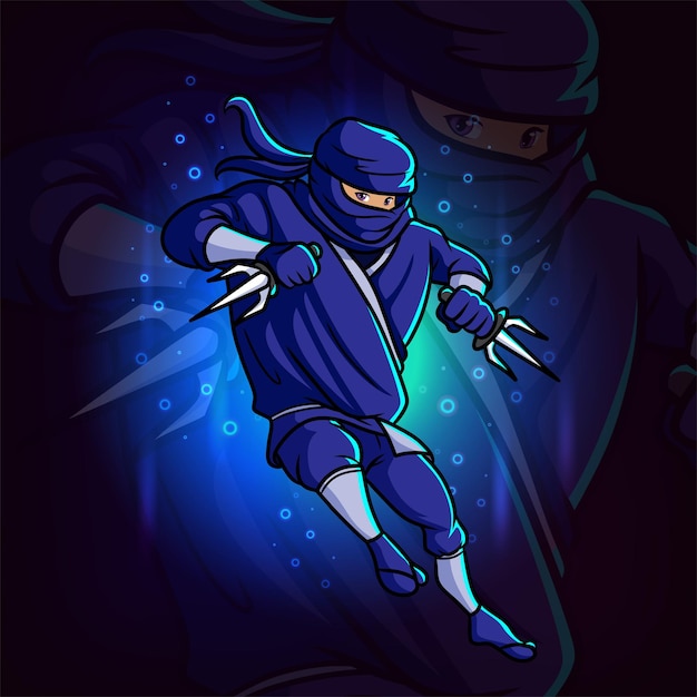 Premium Vector | The ninja with the trident esport mascot design of ...