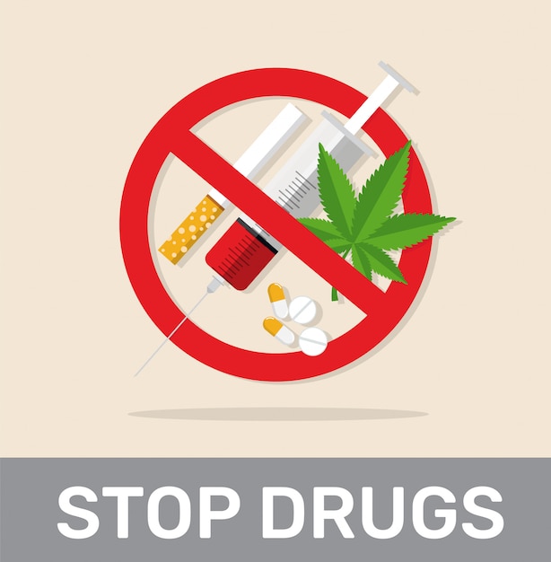 Premium Vector | No drugs, stop drugs signs.