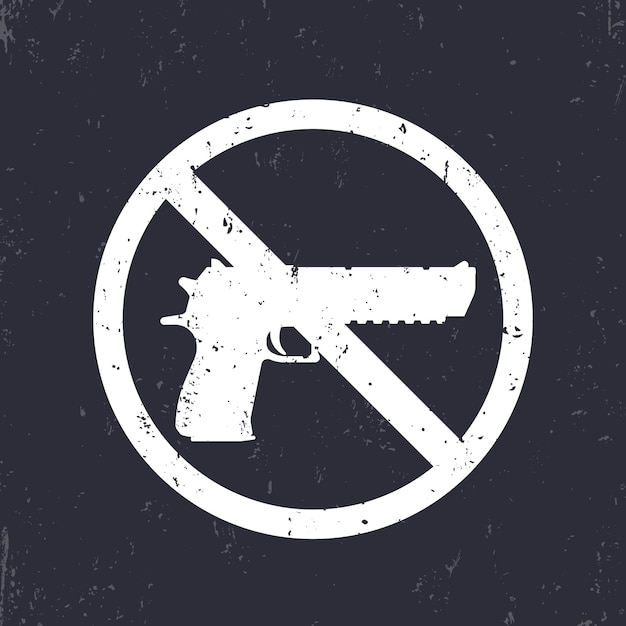 Premium Vector No Guns Sign With Pistol Handgun Silhouette No Weapons Allowed White On Dark