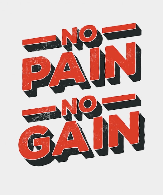 Premium Vector No Pain No Gain Vintage Styled Motivation Lettering Poster With Grunge Texture