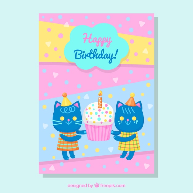 Download 猫の誕生日カード ベクター画像 | 無料ダウンロード