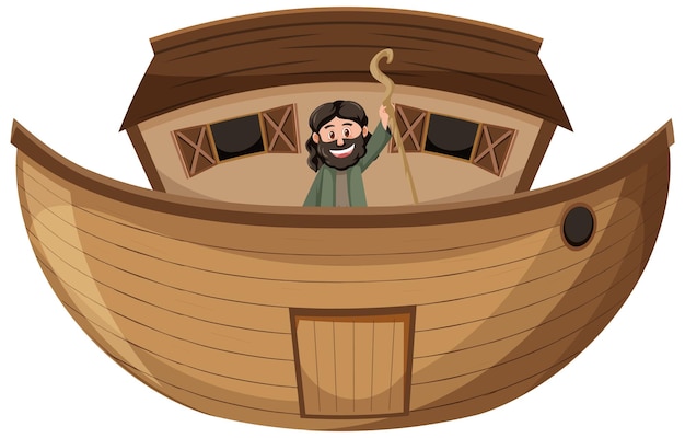 Premium Vector | Noah standing alone on his ark isolated on white ...