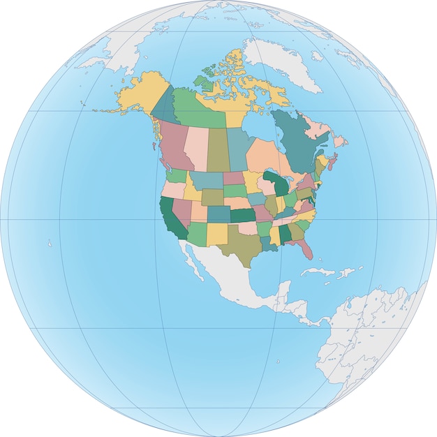 アメリカとカナダの北米地図 プレミアムベクター