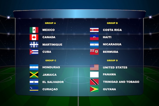 Premium Vector | North america soccer cup groups