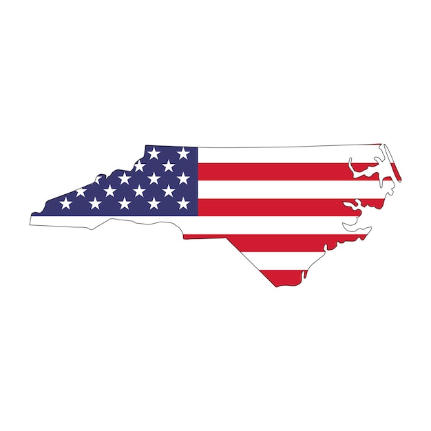 Premium Vector | North carolina state map with american national flag