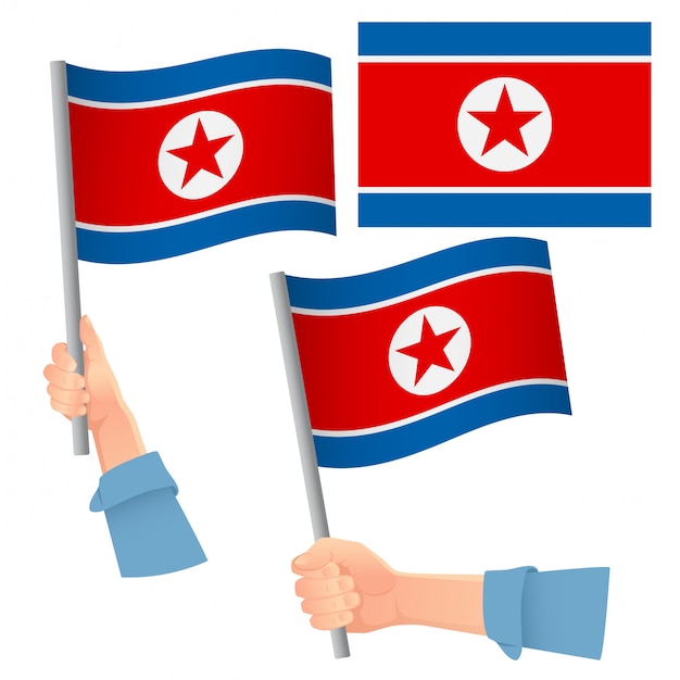 Download North korea flag in hand set | Premium Vector