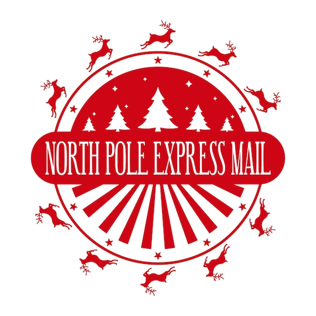 Premium Vector | North pole express mail round stamp design for letters ...