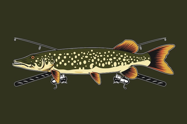 Premium Vector Northern Pike Fish Vector Illustration