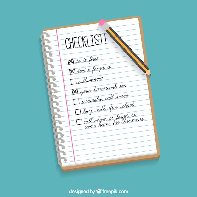 notebook-background-with-checklist-and-pencil-free-vector