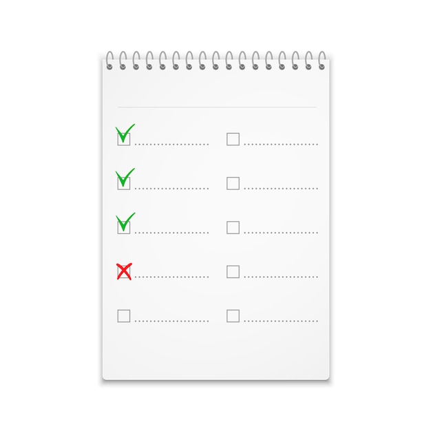 Premium Vector Notepad with checklist with green check marks