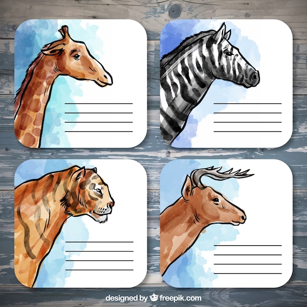 Free Vector | Notes of watercolor wild animals