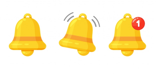 Notification Bell Icon The Golden Alert Bell Is Shaking To Alert The Upcoming Schedule